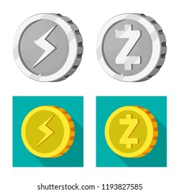 Isolated object of cryptocurrency and coin symbol. Collection of cryptocurrency and crypto stock symbol for web.
