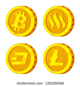 Isolated object of cryptocurrency and coin symbol. Collection of cryptocurrency and crypto stock vector illustration.