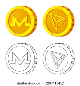 Isolated object of cryptocurrency and coin symbol. Set of cryptocurrency and crypto stock symbol for web.