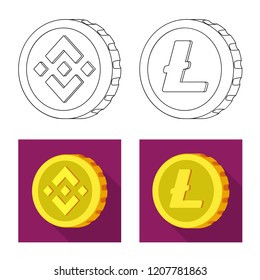 Isolated object of cryptocurrency and coin symbol. Set of cryptocurrency and crypto stock symbol for web.