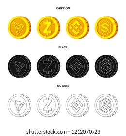 Isolated object of cryptocurrency and coin symbol. Set of cryptocurrency and crypto stock symbol for web.