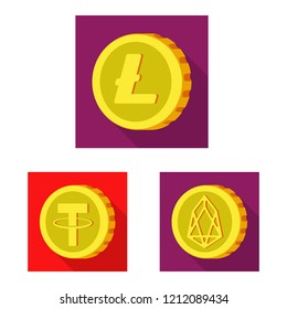 Isolated object of cryptocurrency and coin symbol. Set of cryptocurrency and crypto stock vector illustration.