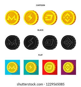 Isolated object of cryptocurrency and coin symbol. Collection of cryptocurrency and crypto vector icon for stock.