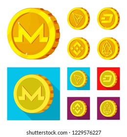 Isolated object of cryptocurrency and coin symbol. Collection of cryptocurrency and crypto vector icon for stock.