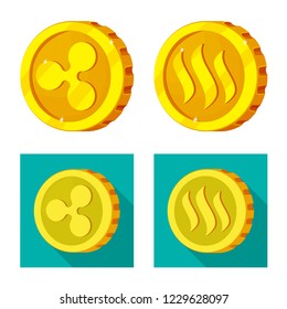 Isolated object of cryptocurrency and coin symbol. Set of cryptocurrency and crypto vector icon for stock.