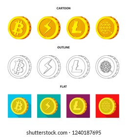 Isolated object of cryptocurrency and coin symbol. Set of cryptocurrency and crypto stock symbol for web.