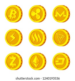 Isolated object of cryptocurrency and coin symbol. Set of cryptocurrency and crypto vector icon for stock.