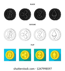 Isolated object of cryptocurrency and coin symbol. Set of cryptocurrency and crypto vector icon for stock.