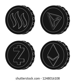 Isolated object of cryptocurrency and coin symbol. Set of cryptocurrency and crypto stock vector illustration.
