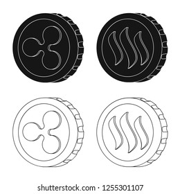Isolated object of cryptocurrency and coin symbol. Collection of cryptocurrency and crypto stock symbol for web.