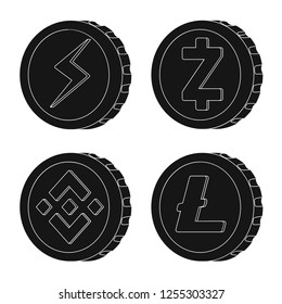 Isolated object of cryptocurrency and coin symbol. Set of cryptocurrency and crypto stock symbol for web.