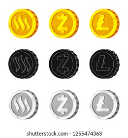 Isolated object of cryptocurrency and coin symbol. Collection of cryptocurrency and crypto vector icon for stock.
