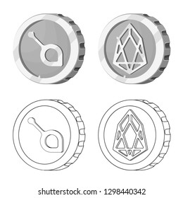 Isolated object of cryptocurrency and coin symbol. Set of cryptocurrency and crypto vector icon for stock.