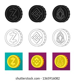 Isolated object of cryptocurrency and coin symbol. Set of cryptocurrency and crypto vector icon for stock.