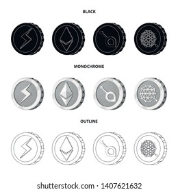 Isolated object of cryptocurrency and coin symbol. Collection of cryptocurrency and crypto stock vector illustration.