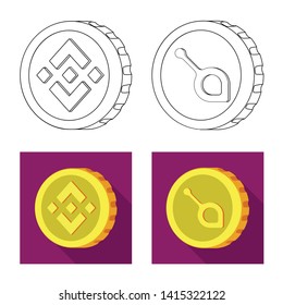 Isolated object of cryptocurrency and coin symbol. Collection of cryptocurrency and crypto stock vector illustration.