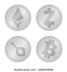Isolated object of cryptography and finance logo. Set of cryptography and e-business vector icon for stock.