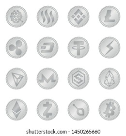 Isolated object of cryptography and finance sign. Collection of cryptography and e-business stock vector illustration.