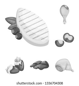 Isolated object of cuisine and bird  icon. Set of cuisine and poultry vector icon for stock.