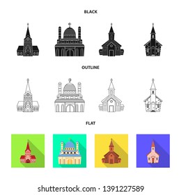 Isolated object of cult and temple icon. Collection of cult and parish vector icon for stock.