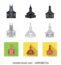 Isolated object of cult and temple icon. Set of cult and parish stock vector illustration.