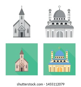 Isolated object of cult and temple icon. Collection of cult and parish stock vector illustration.