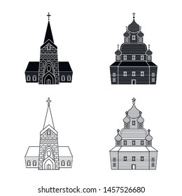 Isolated object of cult and temple icon. Collection of cult and parish stock symbol for web.