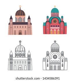 Isolated object of cult and temple logo. Set of cult and parish vector icon for stock.