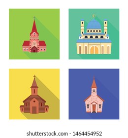 Isolated object of cult and temple logo. Set of cult and parish vector icon for stock.