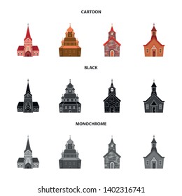 Isolated object of cult and temple sign. Set of cult and parish vector icon for stock.