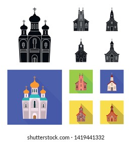 Isolated object of cult and temple sign. Set of cult and parish vector icon for stock.