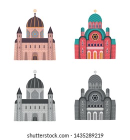 Isolated object of cult and temple sign. Collection of cult and parish stock vector illustration.