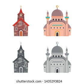 Isolated object of cult and temple sign. Collection of cult and parish vector icon for stock.