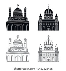 Isolated object of cult and temple sign. Collection of cult and parish stock vector illustration.