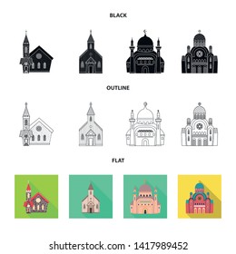 Isolated object of cult and temple symbol. Set of cult and parish stock vector illustration.