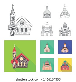 Isolated object of cult and temple symbol. Set of cult and parish vector icon for stock.