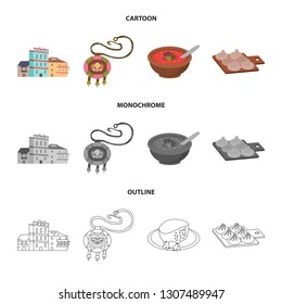 Isolated object of culture and sightseeing icon. Set of culture and originality stock symbol for web.