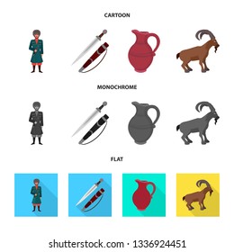 Isolated object of culture and sightseeing icon. Collection of culture and originality stock vector illustration.
