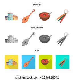 Isolated object of culture and sightseeing logo. Collection of culture and originality stock vector illustration.