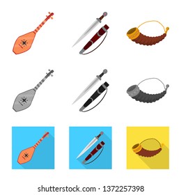 Isolated object of culture and sightseeing logo. Set of culture and originality stock symbol for web.