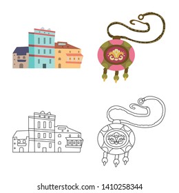 Isolated object of culture and sightseeing logo. Set of culture and originality vector icon for stock.