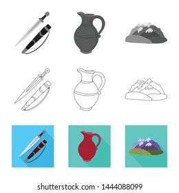 Isolated object of culture and sightseeing logo. Set of culture and originality vector icon for stock.