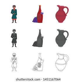 Isolated object of culture and sightseeing logo. Set of culture and originality stock symbol for web.