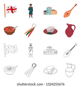Isolated object of culture and sightseeing sign. Set of culture and originality stock symbol for web.