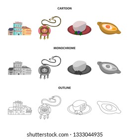 Isolated object of culture and sightseeing sign. Set of culture and originality stock symbol for web.