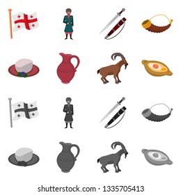 Isolated object of culture and sightseeing sign. Set of culture and originality stock symbol for web.