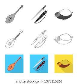 Isolated object of culture and sightseeing sign. Collection of culture and originality stock vector illustration.
