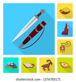 Isolated object of culture and sightseeing sign. Collection of culture and originality stock symbol for web.