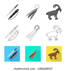 Isolated object of culture and sightseeing sign. Set of culture and originality stock symbol for web.