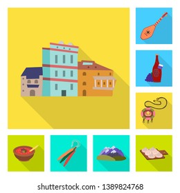 Isolated object of culture and sightseeing sign. Collection of culture and originality stock symbol for web.